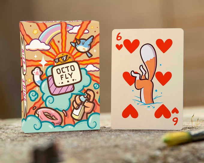 Rise and Shine deck tuck and Six of Hearts